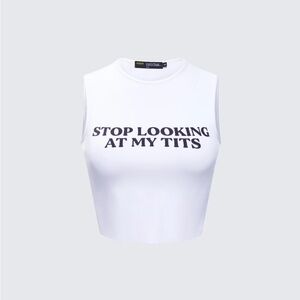 White Graphic Sleeveless Top